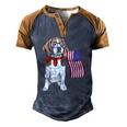 Smart Beagle Patriotic Memorial Day 4Th Of July Usa Flag Men's Henley Raglan T-Shirt Brown Orange