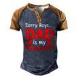 Sorry Boys Dad Is My Valentines Hearts Love Daddy Girl Men's Henley Raglan T-Shirt Brown Orange