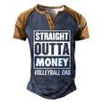 Mens Straight Outta Money Volleyball Dad Men's Henley Raglan T-Shirt Brown Orange