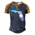 Trans Flag Florida Lgbt Pride Support Men's Henley Raglan T-Shirt Brown Orange