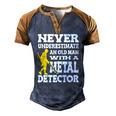 Treasure Hunter Metal Detecting Detectorist Dirt Fishing Men's Henley Raglan T-Shirt Brown Orange