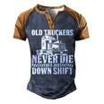 Truck Driver - Funny Big Trucking Trucker Men's Henley Shirt Raglan Sleeve 3D Print T-shirt Brown Orange