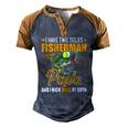 I Have Two Titles Fisherman Papa Bass Fishing Fathers Day Men's Henley Raglan T-Shirt Brown Orange