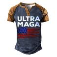 Ultra Maga Proud American Distressed Flag Patriotic Gift Men's Henley Shirt Raglan Sleeve 3D Print T-shirt Brown Orange