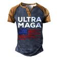 Ultra Maga Proud American Distressed Flag Patriotic Men's Henley Shirt Raglan Sleeve 3D Print T-shirt Brown Orange