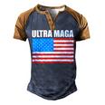 Ultra Maga Us Flag Men's Henley Shirt Raglan Sleeve 3D Print T-shirt Brown Orange