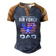 United States Air Force Dad With American Flag Men's Henley Raglan T-Shirt Brown Orange
