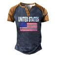 United States Flag Cool Usa American Flags Top Tee Men's Henley Raglan T-Shirt Brown Orange