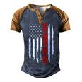 Us Flag Best Single Dad Ever 4Th Of July American Patriotic Men's Henley Shirt Raglan Sleeve 3D Print T-shirt Brown Orange
