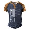 Usa Us Flag Patriotic 4Th Of July America Statue Of Liberty Men's Henley Raglan T-Shirt Brown Orange