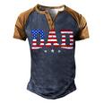 Mens Vintage Dad Fathers Day American Flag Usa Dad 4Th Of July Men's Henley Raglan T-Shirt Brown Orange
