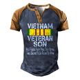 Vintage Us Military Family Vietnam Veteran Son Men's Henley Raglan T-Shirt Brown Orange