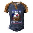 Wake Up And Smell The Freedom Murica American Flag Eagle Men's Henley Raglan T-Shirt Brown Orange
