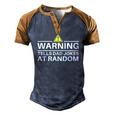 Warning Tells Dad Jokes At Random Fathers Day Men's Henley Raglan T-Shirt Brown Orange