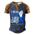 I Wear Blue For My Dad Als Awareness Supporter Warrior Men's Henley Raglan T-Shirt Brown Orange