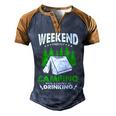 Weekend Forecast Camping With A Chance Of Drinking Funny Men's Henley Shirt Raglan Sleeve 3D Print T-shirt Brown Orange