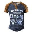 Weekend Forecast Camping With Wine 12 Shirt Men's Henley Shirt Raglan Sleeve 3D Print T-shirt Brown Orange