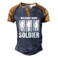 Welcome Home Soldier Usa Warrior Hero Military Men's Henley Raglan T-Shirt Brown Orange