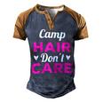 Womens Funny Camping Music Festival Camp Hair Dont Care T Shirt Men's Henley Shirt Raglan Sleeve 3D Print T-shirt Brown Orange