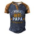 World Best Papa Papa T-Shirt Fathers Day Gift Men's Henley Shirt Raglan Sleeve 3D Print T-shirt Brown Orange