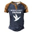 Mens Worlds Best Papaw Duck Hunters Grandpa Men's Henley Raglan T-Shirt Brown Orange
