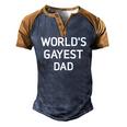 Mens Worlds Gayest Dad Bisexual Gay Pride Lbgt Men's Henley Raglan T-Shirt Brown Orange