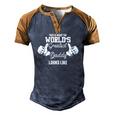 This Is What Worlds Greatest Daddy Looks Like Fathers Day Men's Henley Raglan T-Shirt Brown Orange