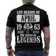 April 1963 Birthday Life Begins In April 1963 Men's T-Shirt Back Print