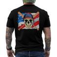 Baseball Skull 4Th Of July American Player Usa Flag Men's Back Print T-shirt