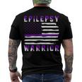 Epilepsy Warrior Usa Flag United States Flag Epilepsy Epilepsy Awareness Men's Crewneck Short Sleeve Back Print T-shirt