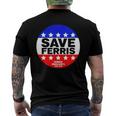 Ferris Buellers Day Off Save Ferris Badge Men's Back Print T-shirt