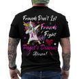 Friends Dont Let Friends Fight Pagets Disease Alone Unicorn Pink Ribbon Pagets Disease Pagets Disease Awareness Men's Crewneck Short Sleeve Back Print T-shirt