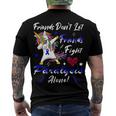 Friends Dont Let Friends Fight Paralysis Alone Unicorn Blue Ribbon Paralysis Paralysis Awareness Men's Crewneck Short Sleeve Back Print T-shirt