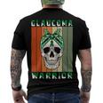 Glaucoma Warrior Skull Women Vintage Green Ribbon Glaucoma Glaucoma Awareness Men's Crewneck Short Sleeve Back Print T-shirt