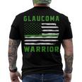 Glaucoma Warrior Usa Flag United States Flag Green Ribbon Glaucoma Glaucoma Awareness Men's Crewneck Short Sleeve Back Print T-shirt