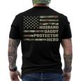 Mens Husband Daddy Protector Hero Fathers Day Flag Men's Back Print T-shirt