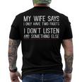 Mens My Wife Says I Only Have Two Faults 369 Trending Shirt Men's Crewneck Short Sleeve Back Print T-shirt