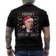 Santa Joe Biden Merry 4Th Of July Ugly Christmas Men's Back Print T-shirt