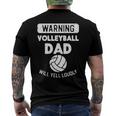 Mens Warning Volleyball Dad Yell Sports Fan Daddy Papa Men Men's Back Print T-shirt