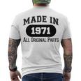 1971 Birthday Made In 1971 All Original Parts Men's T-Shirt Back Print