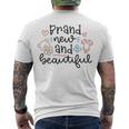 Baby Shower Text Design Brand New And Beautiful Men's Crewneck Short Sleeve Back Print T-shirt