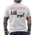 Baby Shower Text Design Welcome Little Angel Men's Crewneck Short Sleeve Back Print T-shirt