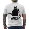 Cat What Murderous Black Cat With Knife Men's Crewneck Short Sleeve Back Print T-shirt