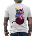 Cute Cat Gift For Kitten Lovers Colorful Art Kitty Adoption Men's Crewneck Short Sleeve Back Print T-shirt