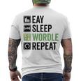 Eat Eat Sleep Wordle Repeat Wordle Lover Wordle Addict Men's Crewneck Short Sleeve Back Print T-shirt