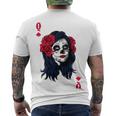 Halloween Sugar Skull With Red Floral Halloween Gift By Mesa Cute Men's Crewneck Short Sleeve Back Print T-shirt