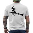 Halloween Young Scary Witch On Broom Pattern Men's Crewneck Short Sleeve Back Print T-shirt