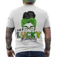 One Lucky Grammy Life Messy Bun St Patricks Day Irish Men's Crewneck Short Sleeve Back Print T-shirt