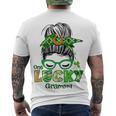 One Lucky Grammy Messy Bun Leopard St Patricks Day Men's Crewneck Short Sleeve Back Print T-shirt