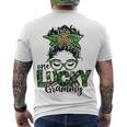 One Lucky Grammy St Patricks Day Messy Bun Leopard Men's Crewneck Short Sleeve Back Print T-shirt